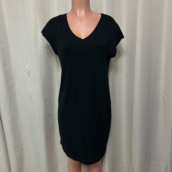 Eileen Fisher V-Neck Cap Sleeve Pullover Dress Women's Size Small Black - Picture 1 of 9